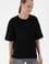 Kadın Siyah Oversize Bisiklet Yaka Tişört