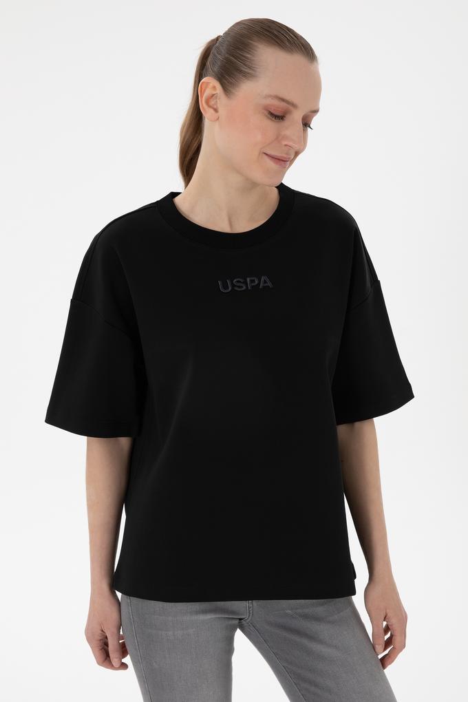 Kadın Siyah Oversize Bisiklet Yaka Tişört