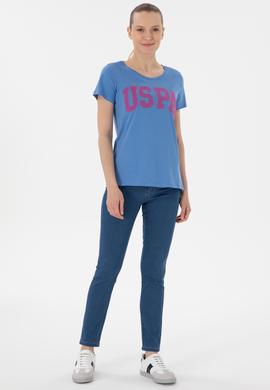 Kadın Koyu Mavi Bisiklet Yaka Basic Tişört - 50280036149