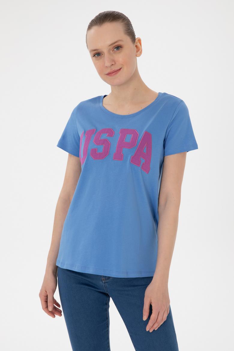 Kadın Koyu Mavi Bisiklet Yaka Basic Tişört