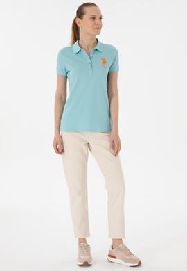 Kadın Su Yeşili Basic Polo Yaka Tişört - 50280063057