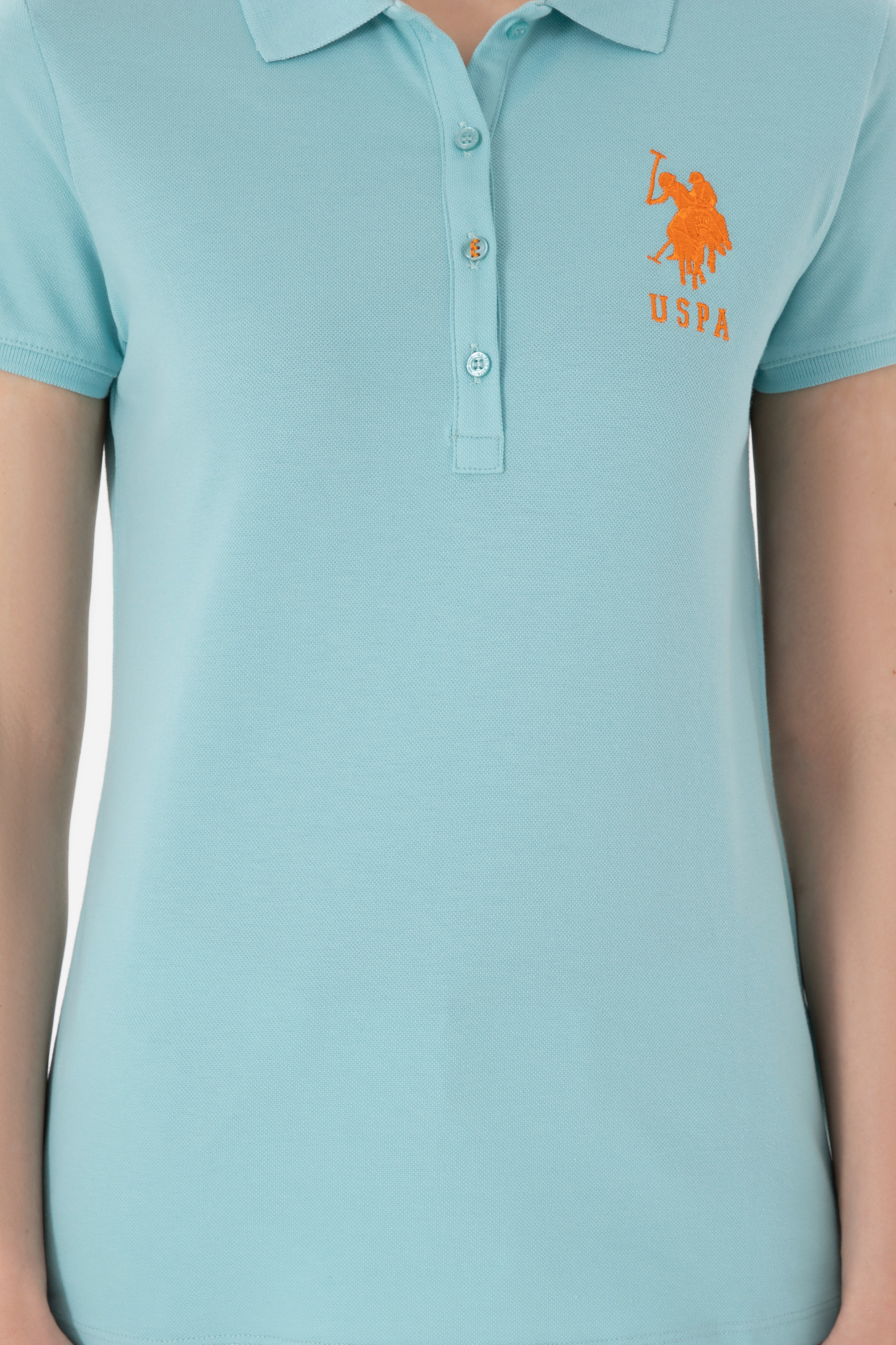 Kadın Su Yeşili Basic Polo Yaka Tişört - Image 6