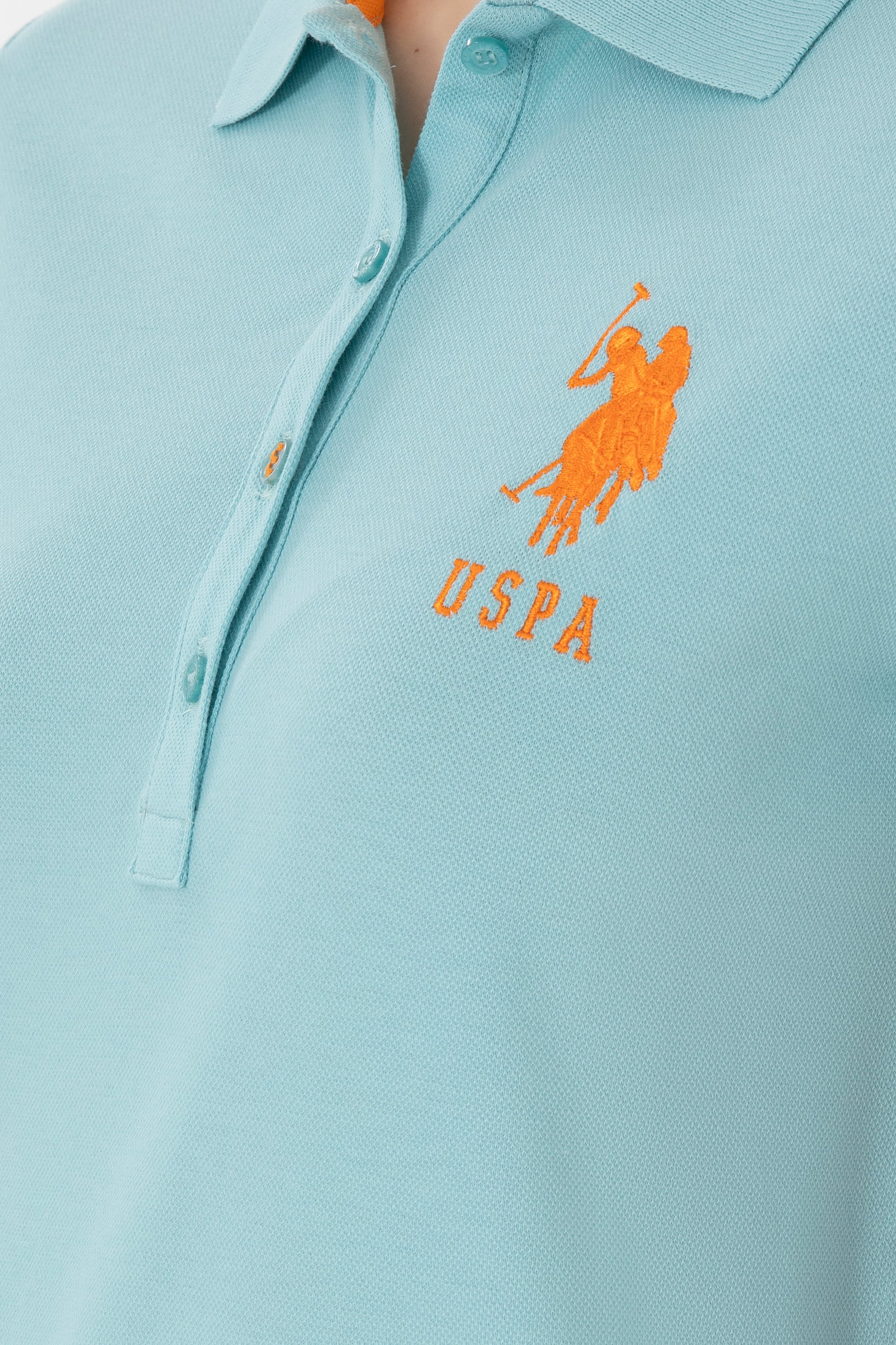 Kadın Su Yeşili Basic Polo Yaka Tişört - Image 7