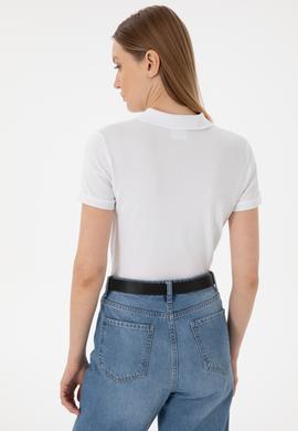 Kadın Beyaz Basic Polo Yaka Tişört - 50280063005