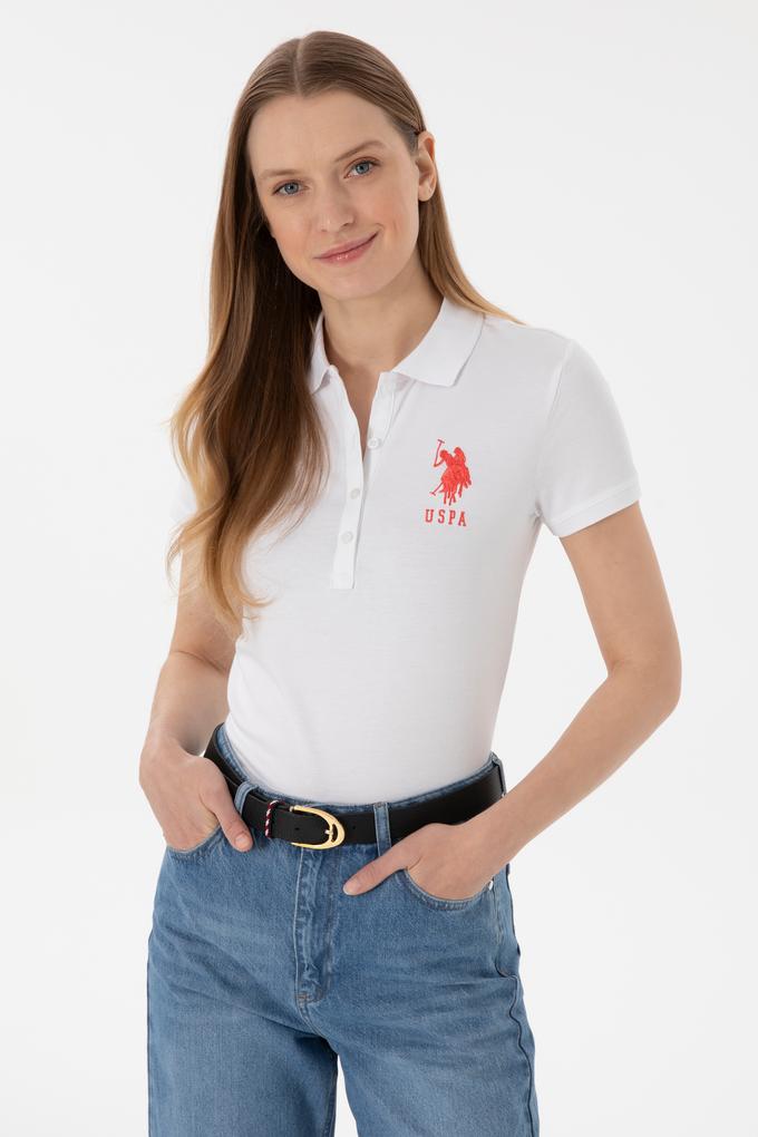 Kadın Beyaz Basic Polo Yaka Tişört