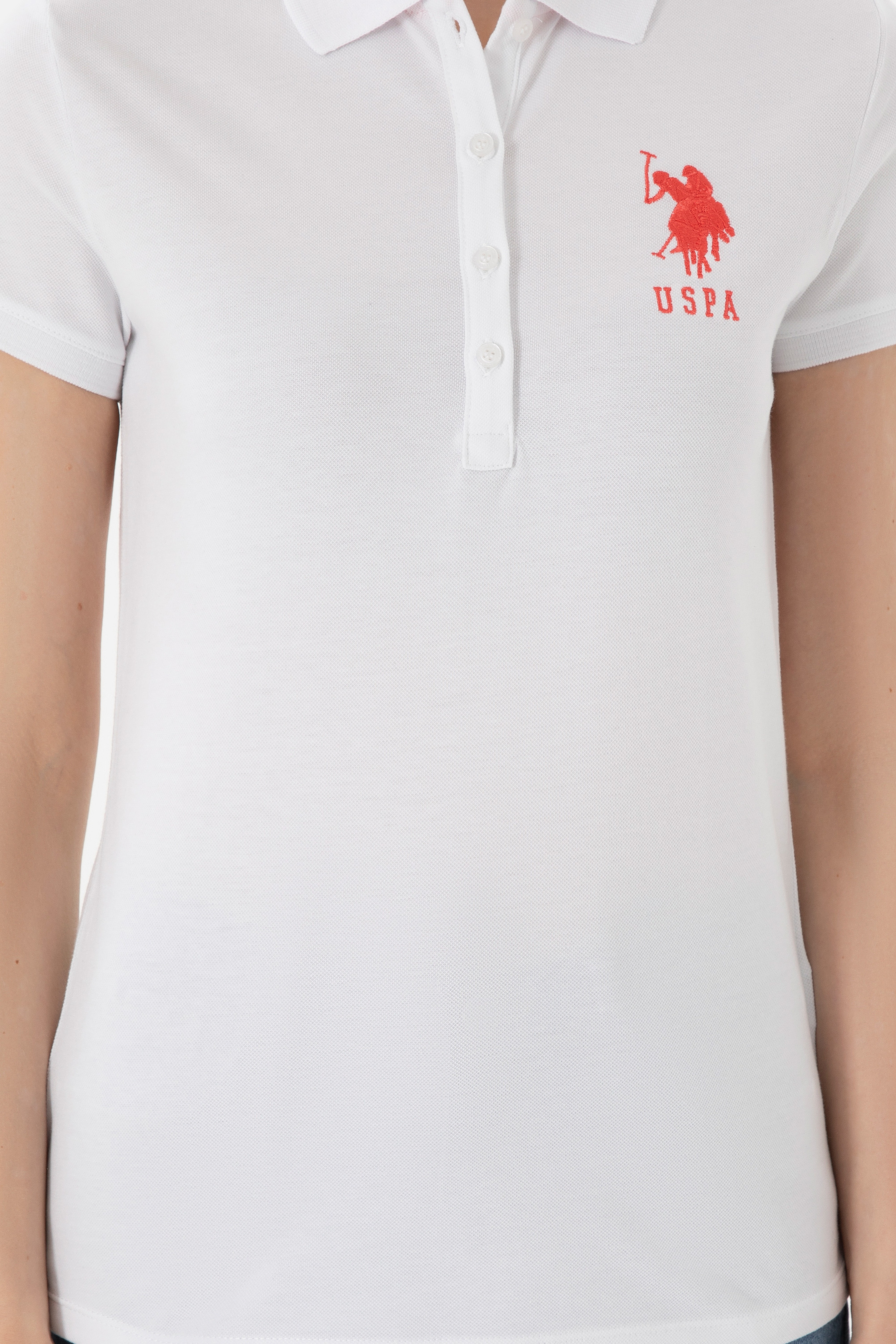 Kadın Beyaz Basic Polo Yaka Tişört