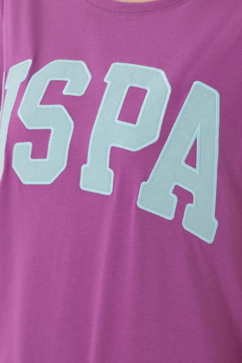 Kadın Mor Bisiklet Yaka Basic Tişört - 50280036162