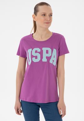 Kadın Mor Bisiklet Yaka Basic Tişört - 50280036162