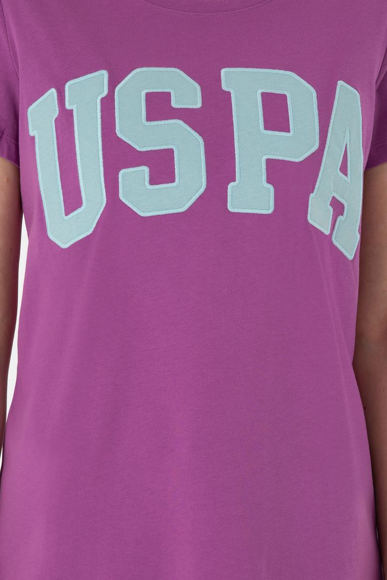 Kadın Mor Bisiklet Yaka Basic Tişört - 50280036162