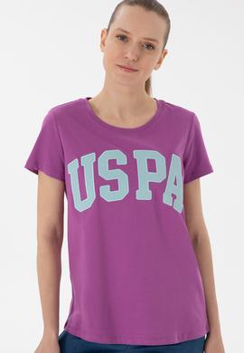 Kadın Mor Bisiklet Yaka Basic Tişört - 50280036162