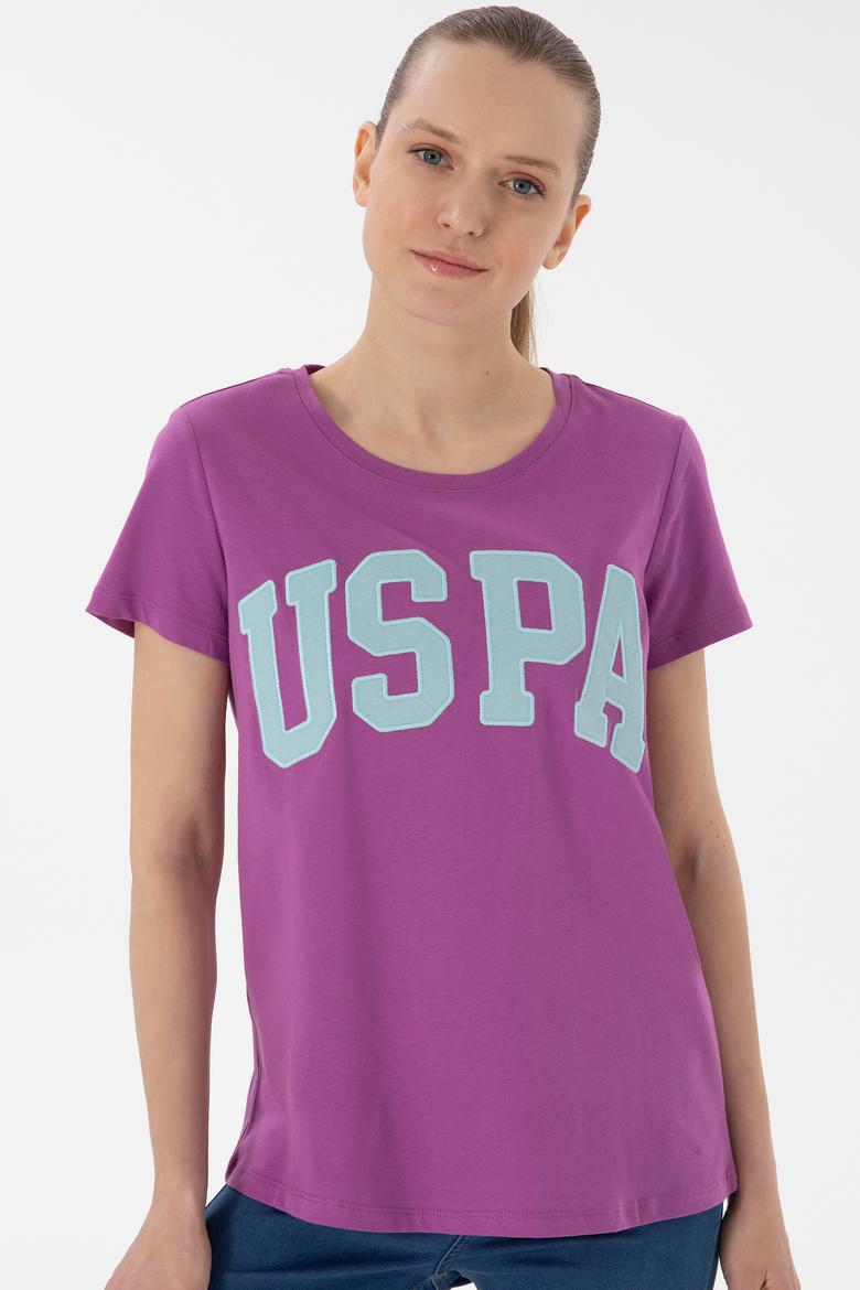 Kadın Mor Bisiklet Yaka Basic Tişört - 50280036162