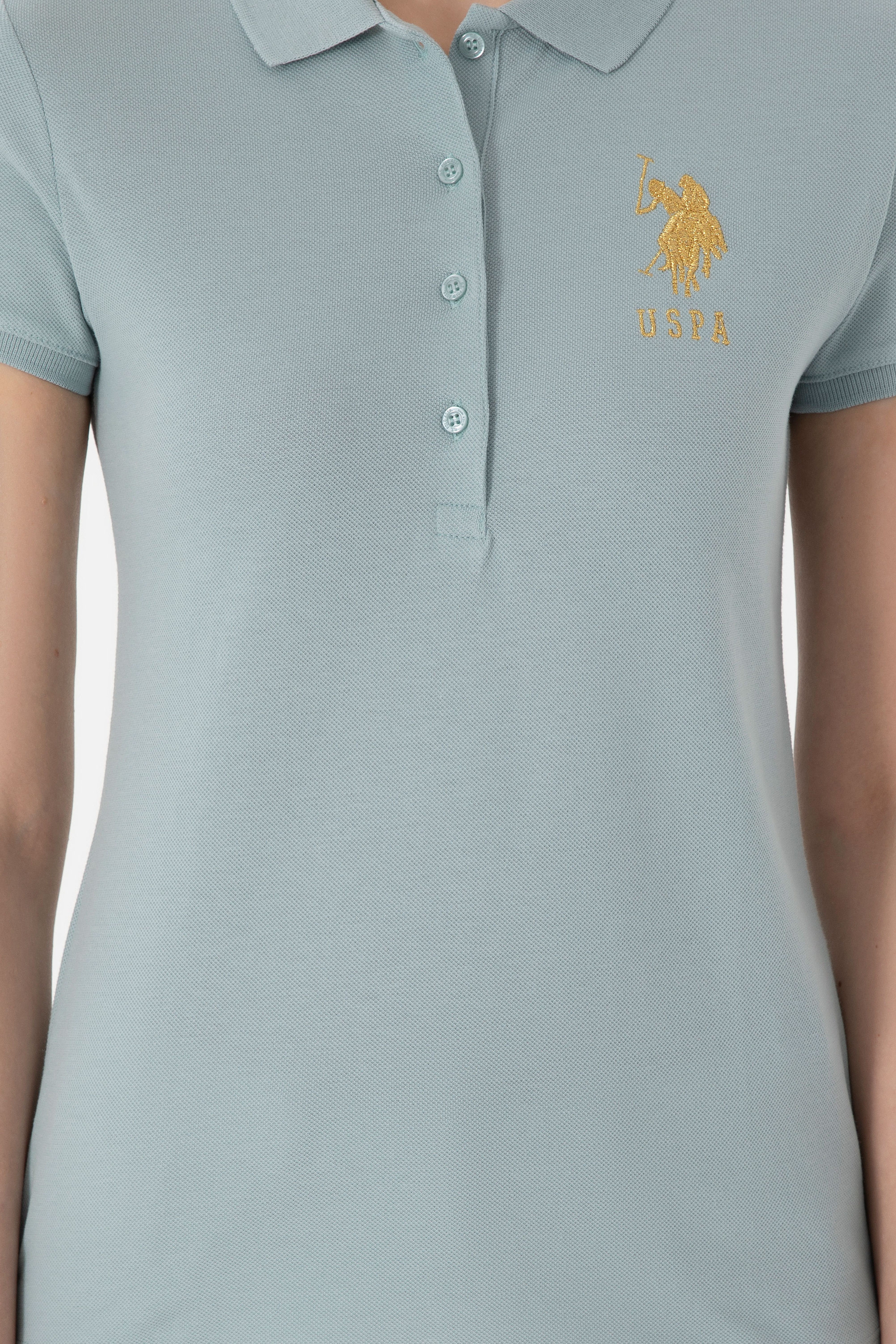 Kadın Su Yeşili Basic Polo Yaka Tişört - Image 6