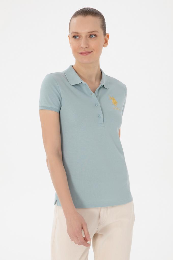 Kadın Su Yeşili Basic Polo Yaka Tişört