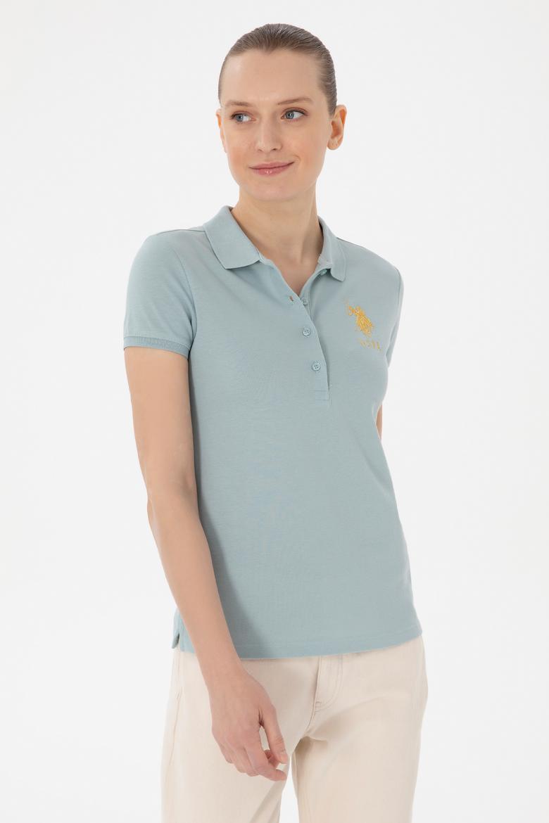 Kadın Su Yeşili Basic Polo Yaka Tişört