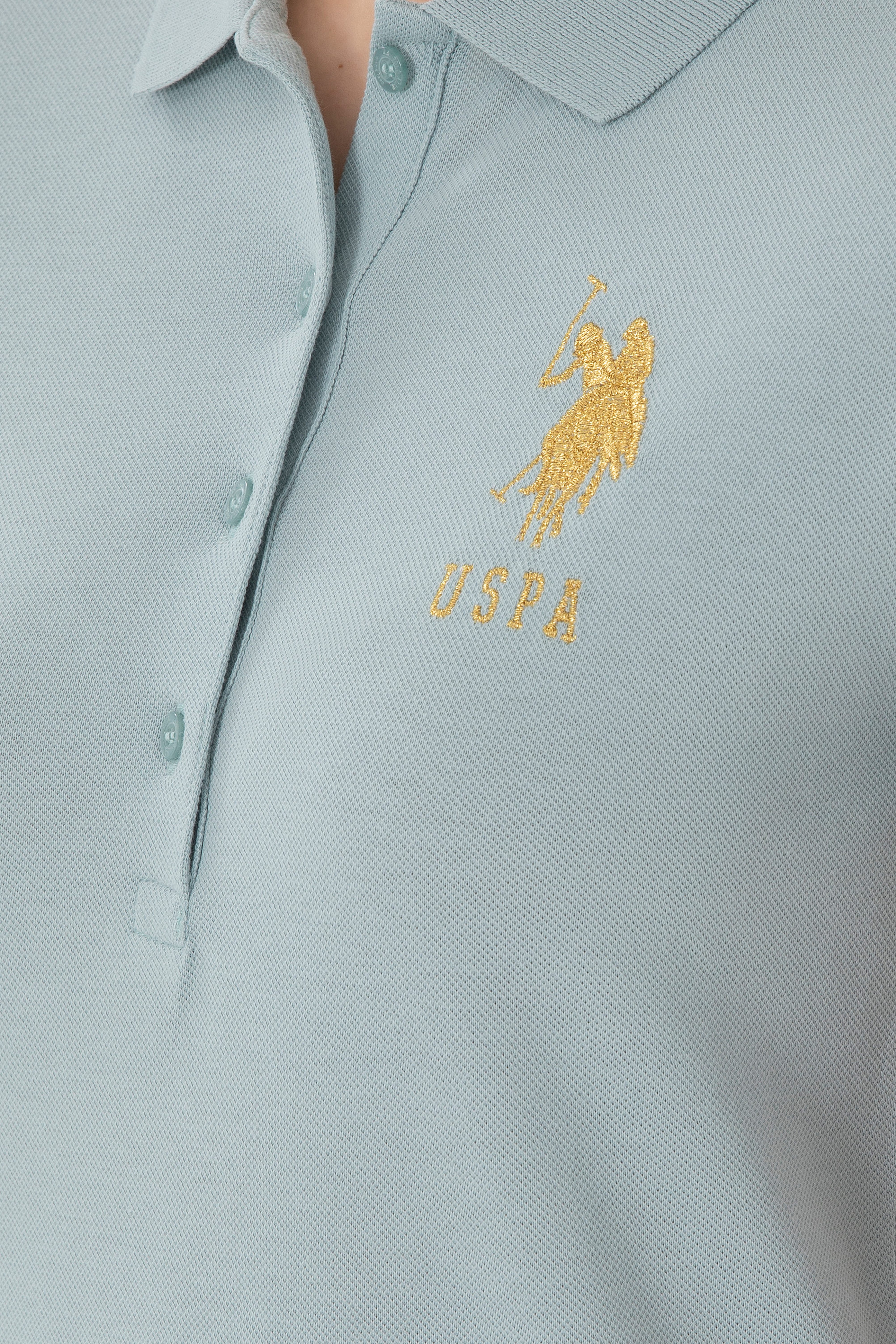 Kadın Su Yeşili Basic Polo Yaka Tişört