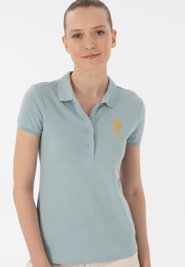 Kadın Su Yeşili Basic Polo Yaka Tişört - 50280071208