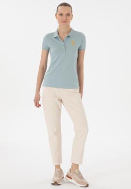 Kadın Su Yeşili Basic Polo Yaka Tişört - 50280071208