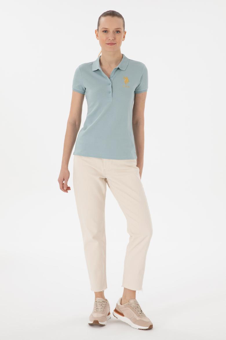 Kadın Su Yeşili Basic Polo Yaka Tişört - 50280071208