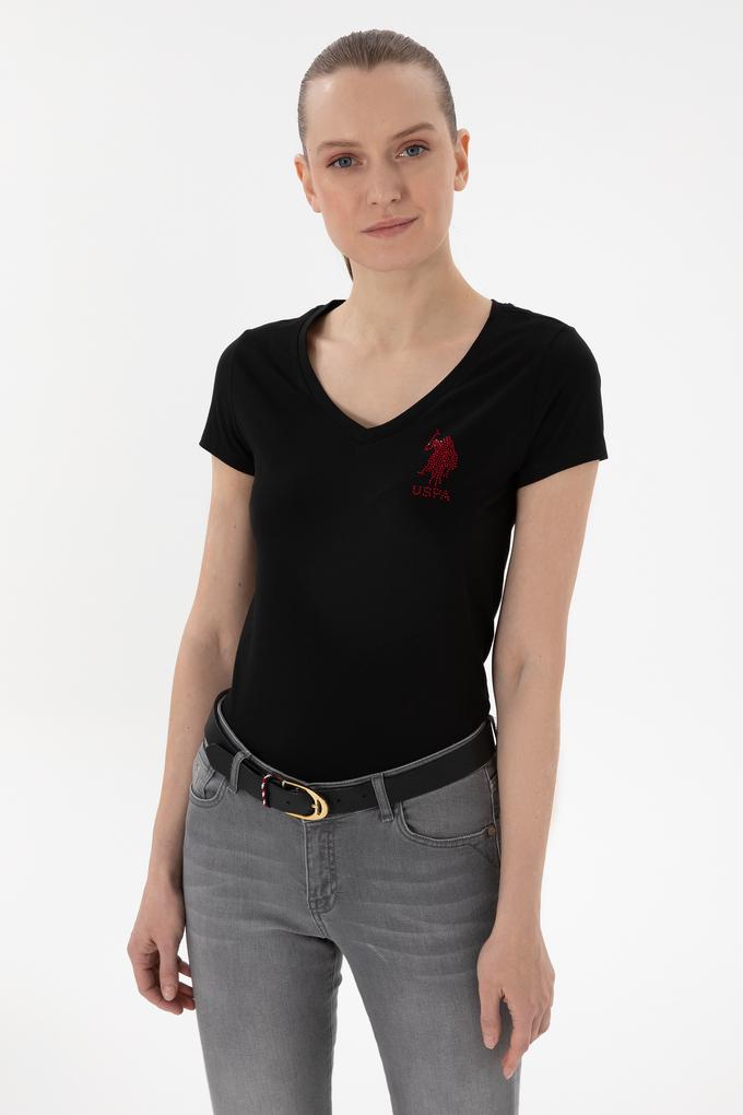 Kadın Siyah V Yaka Basic Tişört