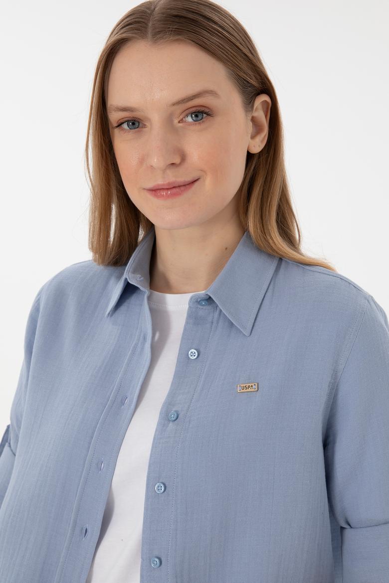 Kadın Mavi Uzun Kollu Tunik Gömlek - 50306473021