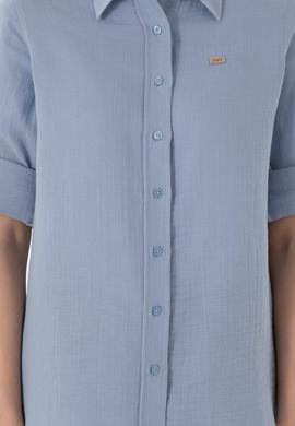 Kadın Mavi Uzun Kollu Tunik Gömlek - 50306473021