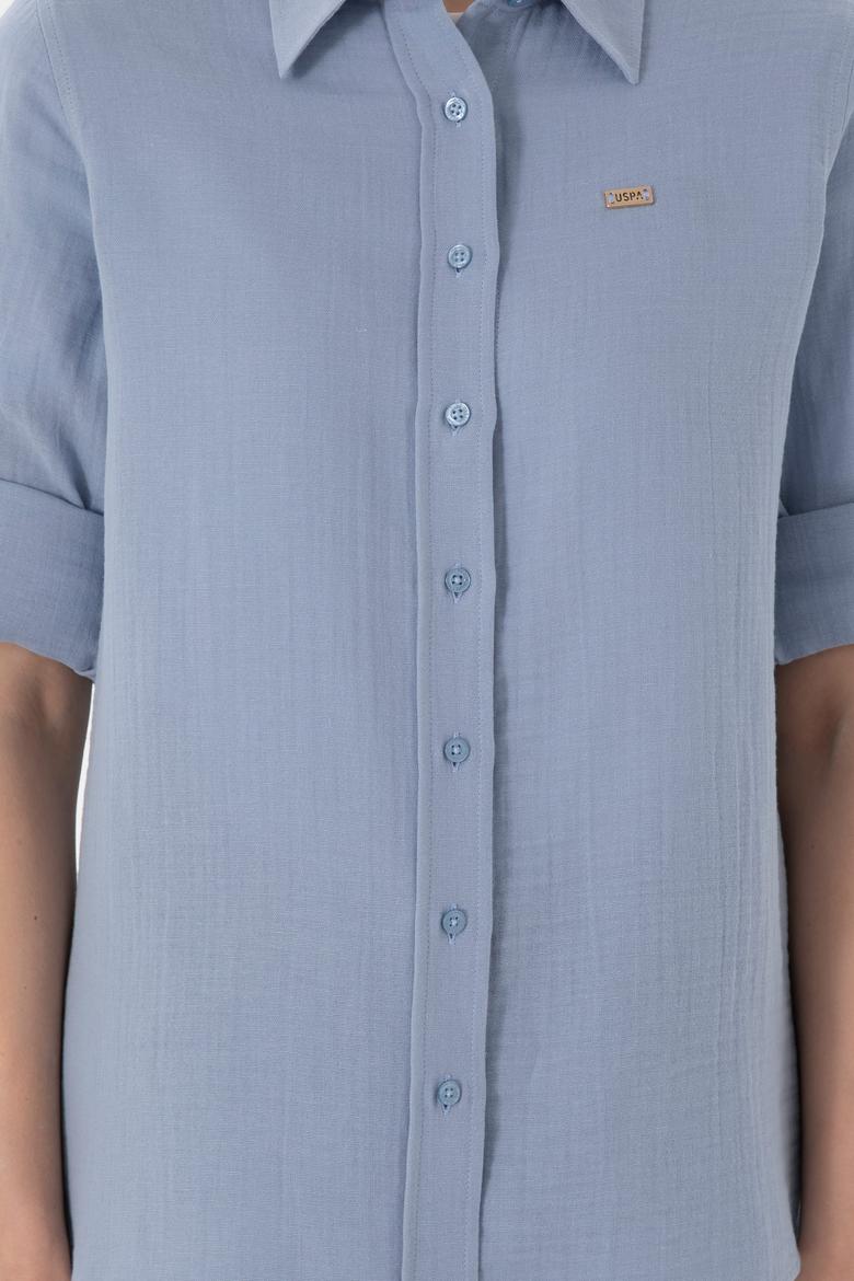 Kadın Mavi Uzun Kollu Tunik Gömlek - 50306473021