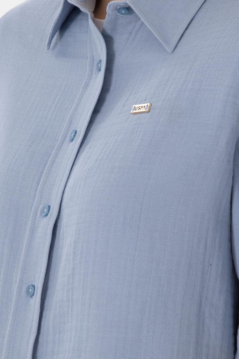 Kadın Mavi Uzun Kollu Tunik Gömlek - 50306473021