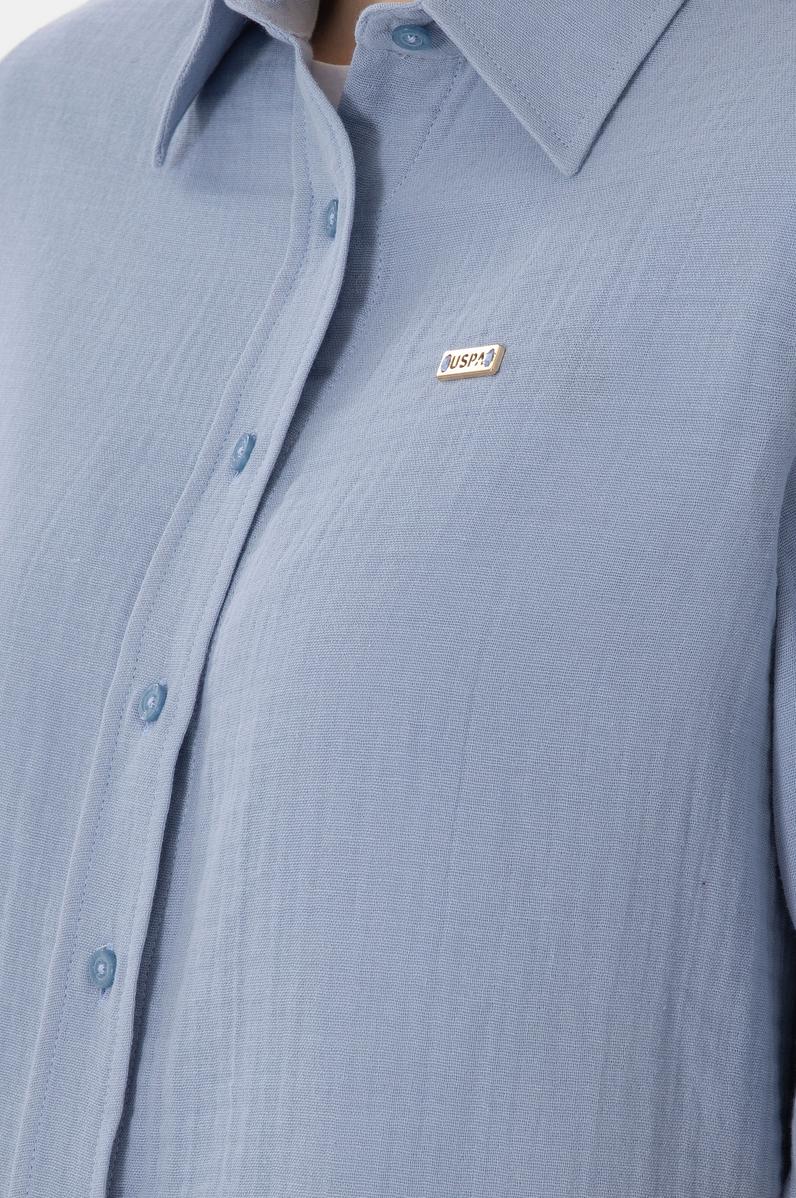 Kadın Mavi Uzun Kollu Tunik Gömlek