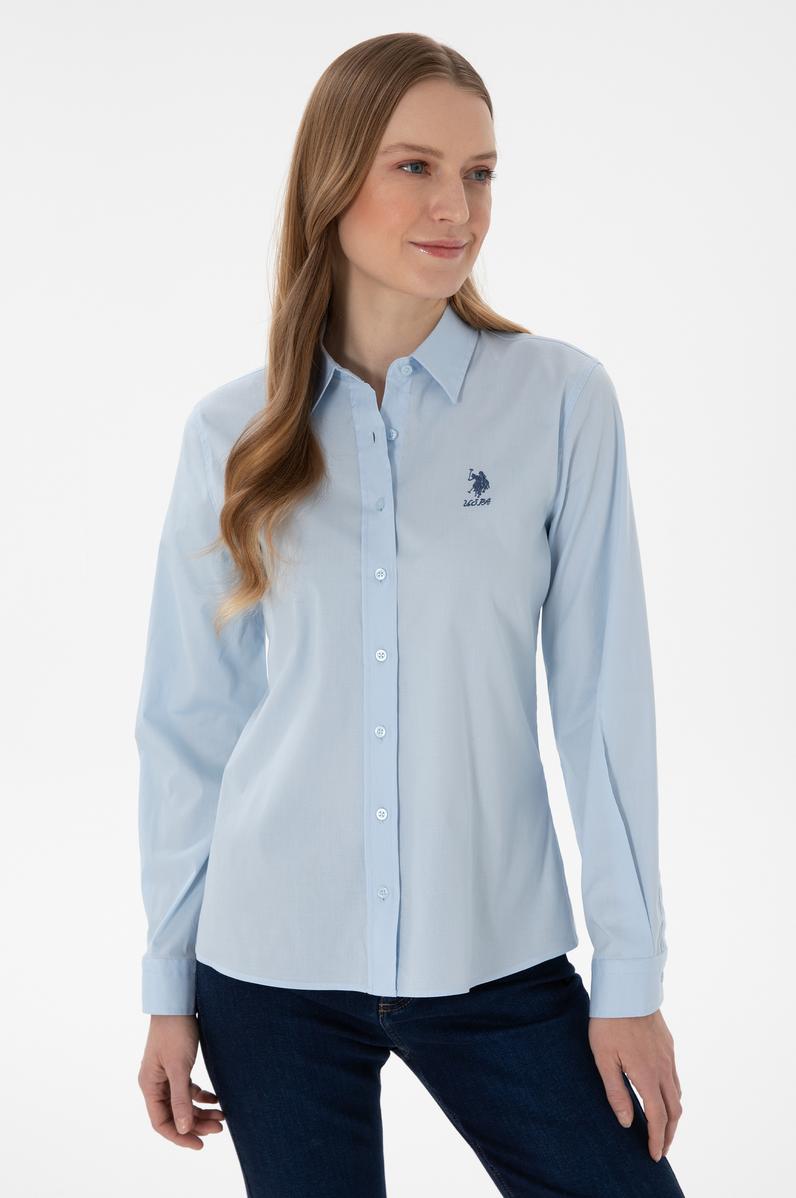 Kadın Açık Mavi Uzun Kollu Basic Gömlek