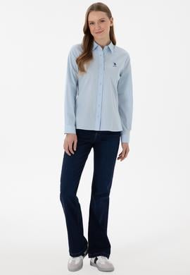 Kadın Açık Mavi Uzun Kollu Basic Gömlek - 50298091006