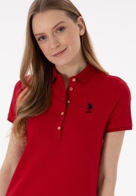 Kadın Kırmızı Polo Yaka Mini Boy Örme Elbise - 50300881104