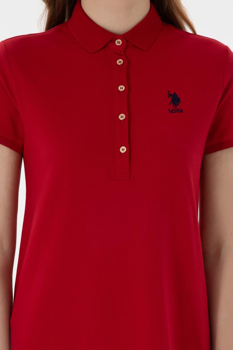 Kadın Kırmızı Polo Yaka Mini Boy Örme Elbise - 50300881104