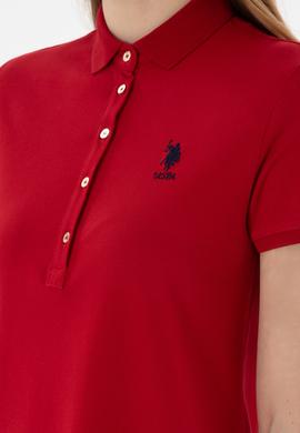 Kadın Kırmızı Polo Yaka Mini Boy Örme Elbise - 50300881104