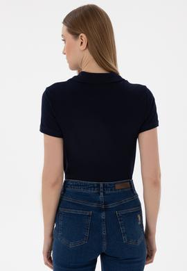 Kadın Lacivert Basic Polo Yaka Tişört - 50300896066