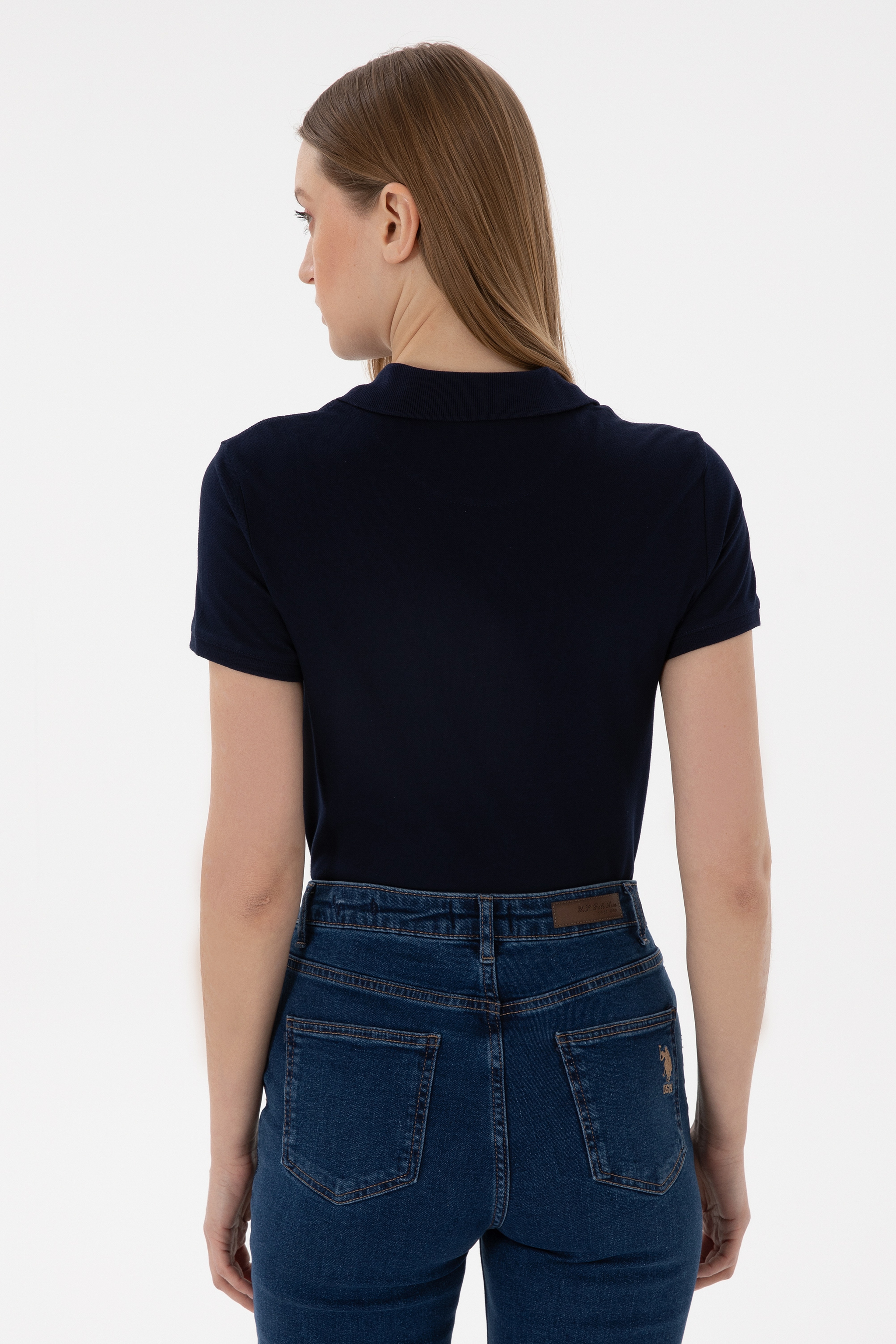 Kadın Lacivert Basic Polo Yaka Tişört