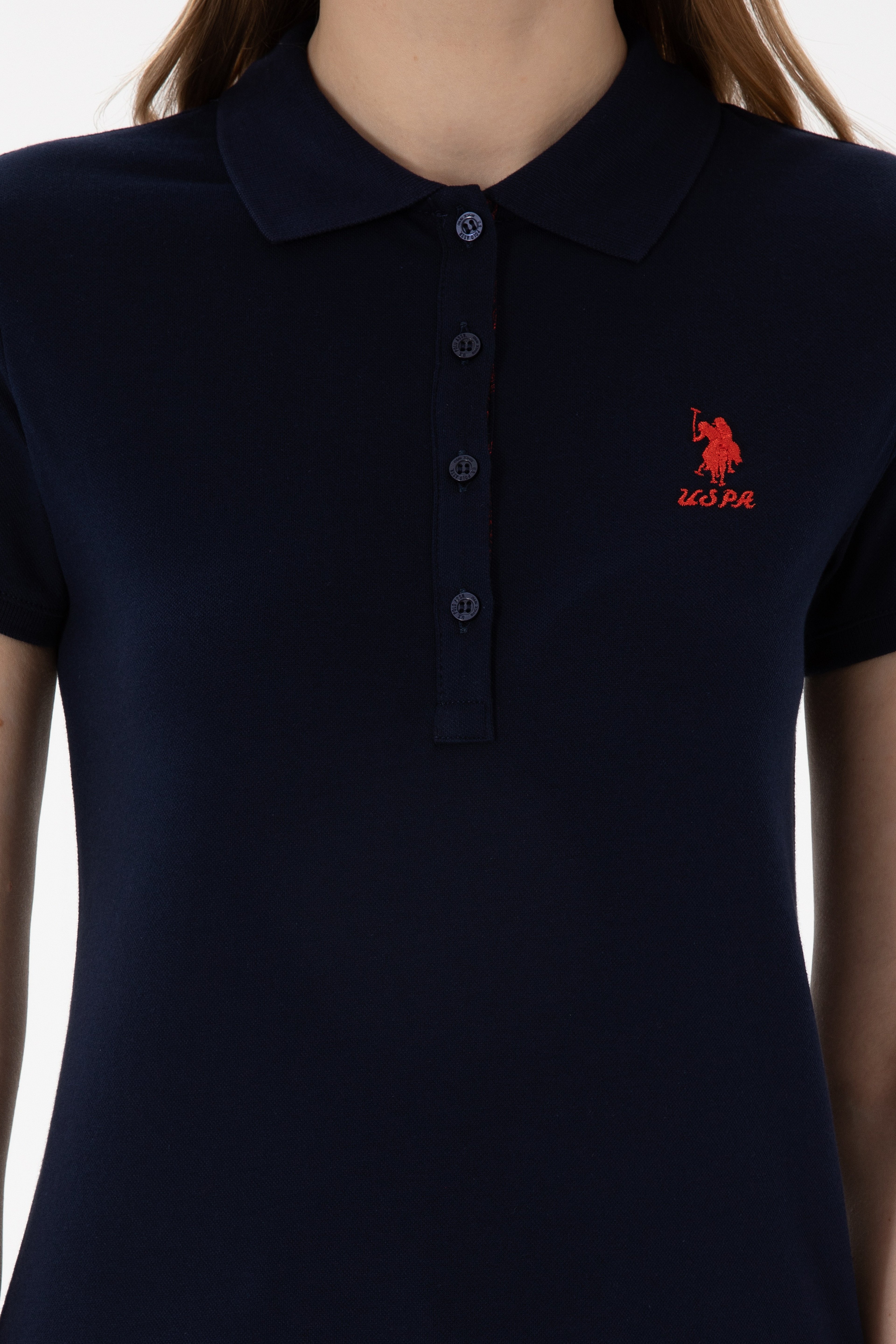 Kadın Lacivert Basic Polo Yaka Tişört - Image 6