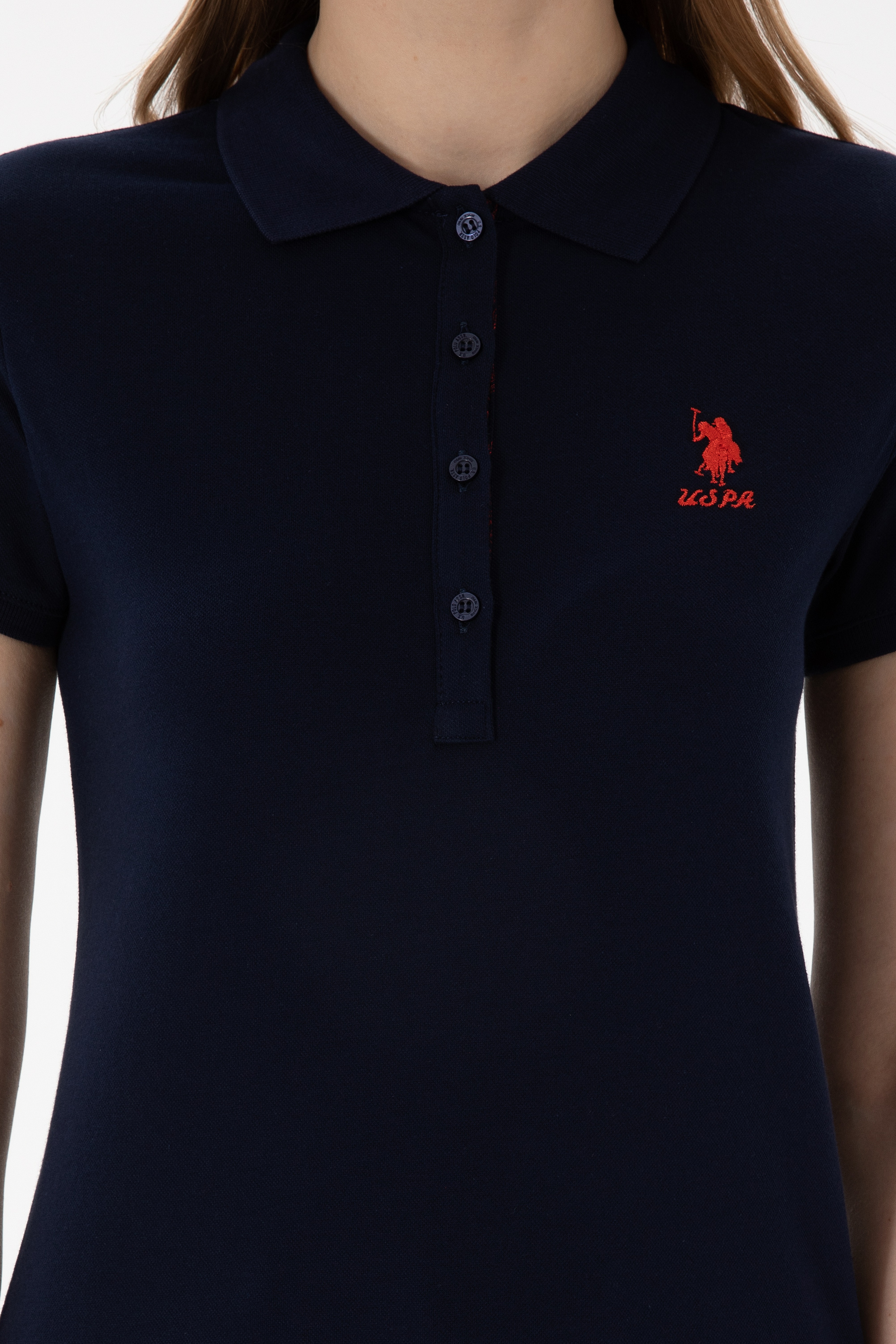 Kadın Lacivert Basic Polo Yaka Tişört