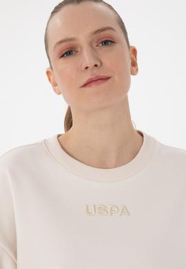 Kadın Krem Oversize Bisiklet Yaka Tişört - 50294482004