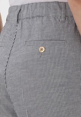 Kadın Lacivert Çizgili Keten Karışımlı Carrot Fit Kanvas Pantolon - 50309090007