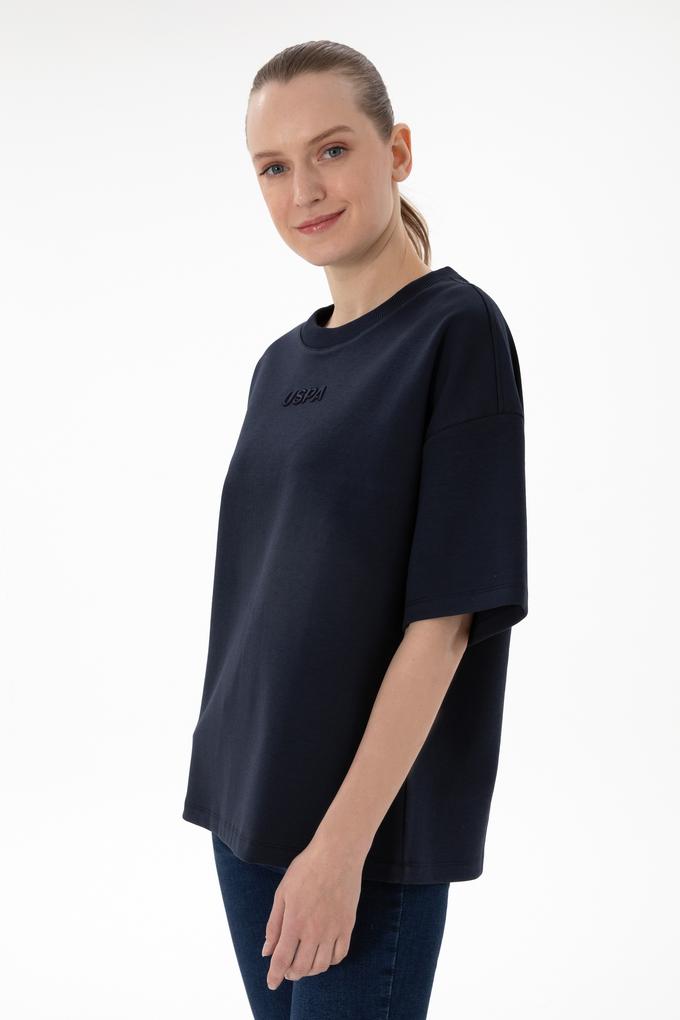 Kadın Lacivert Oversize Bisiklet Yaka Tişört