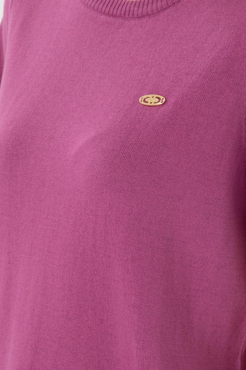 Kadın Fuşya Bisiklet Yaka Triko Tişört