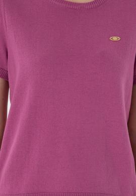 Kadın Fuşya Bisiklet Yaka Triko Tişört - 50306460003