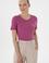 Kadın Fuşya Bisiklet Yaka Triko Tişört