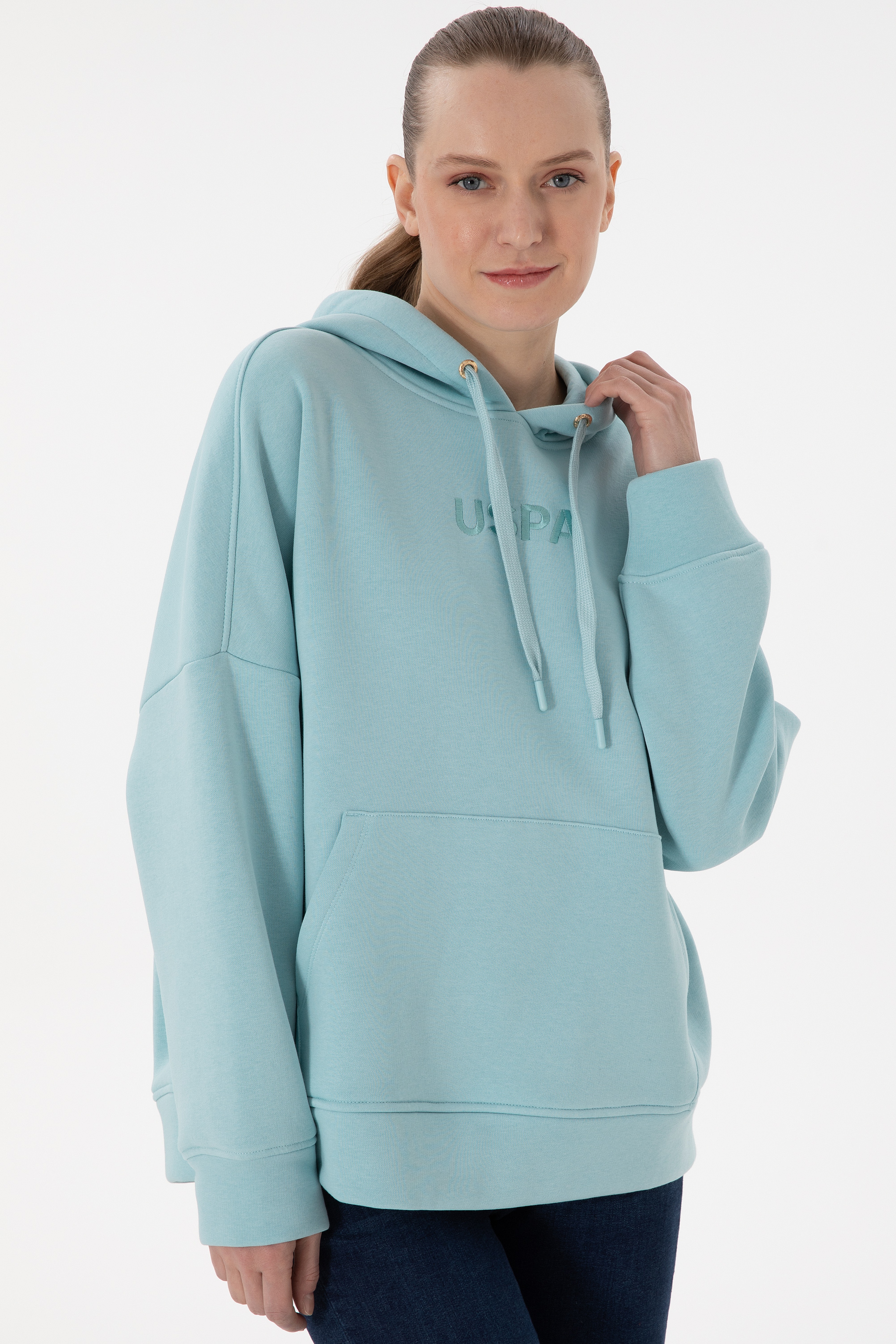 Kadın Su Yeşili Sweatshirt - Image 3