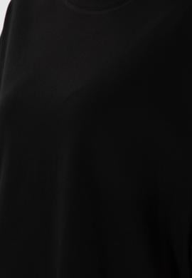 Kadın Siyah Oversize Bisiklet Yaka Tişört - 50305810007