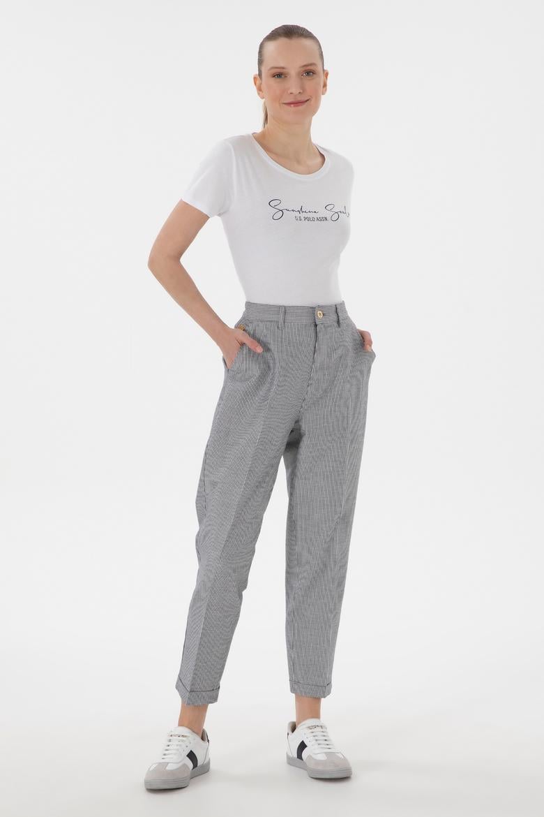 Kadın Beyaz Bisiklet Yaka Tişört - 50305746016