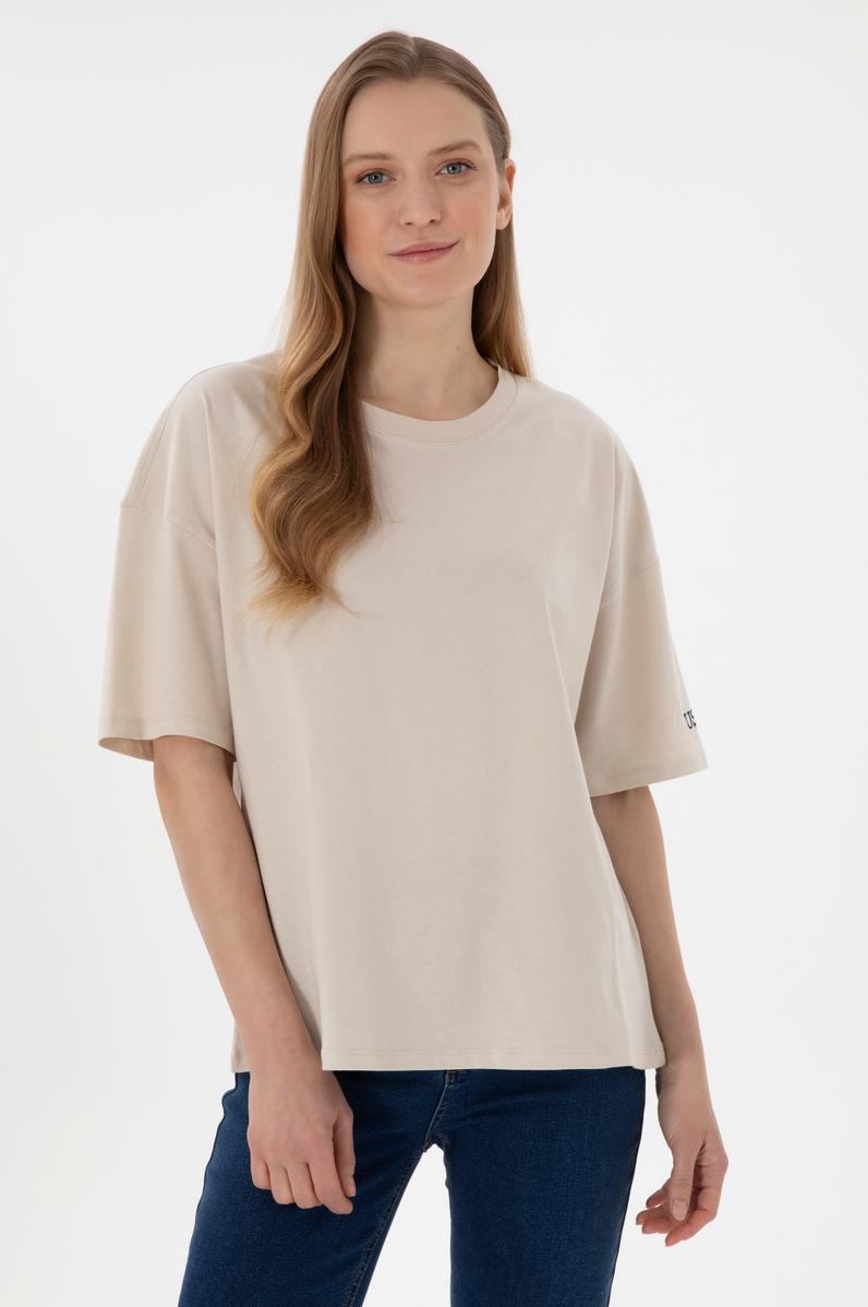 Kadın Taş Oversize Bisiklet Yaka Tişört