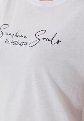 Kadın Beyaz Bisiklet Yaka Tişört - 50305746016