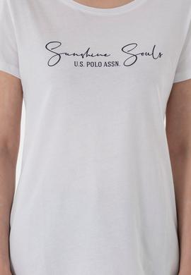 Kadın Beyaz Bisiklet Yaka Tişört - 50305746016