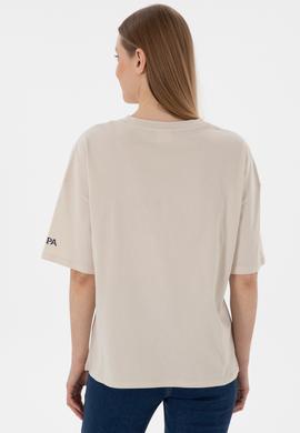 Kadın Taş Oversize Bisiklet Yaka Tişört - 50305810020